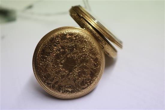 A 14ct gold fob watch in fitted box.